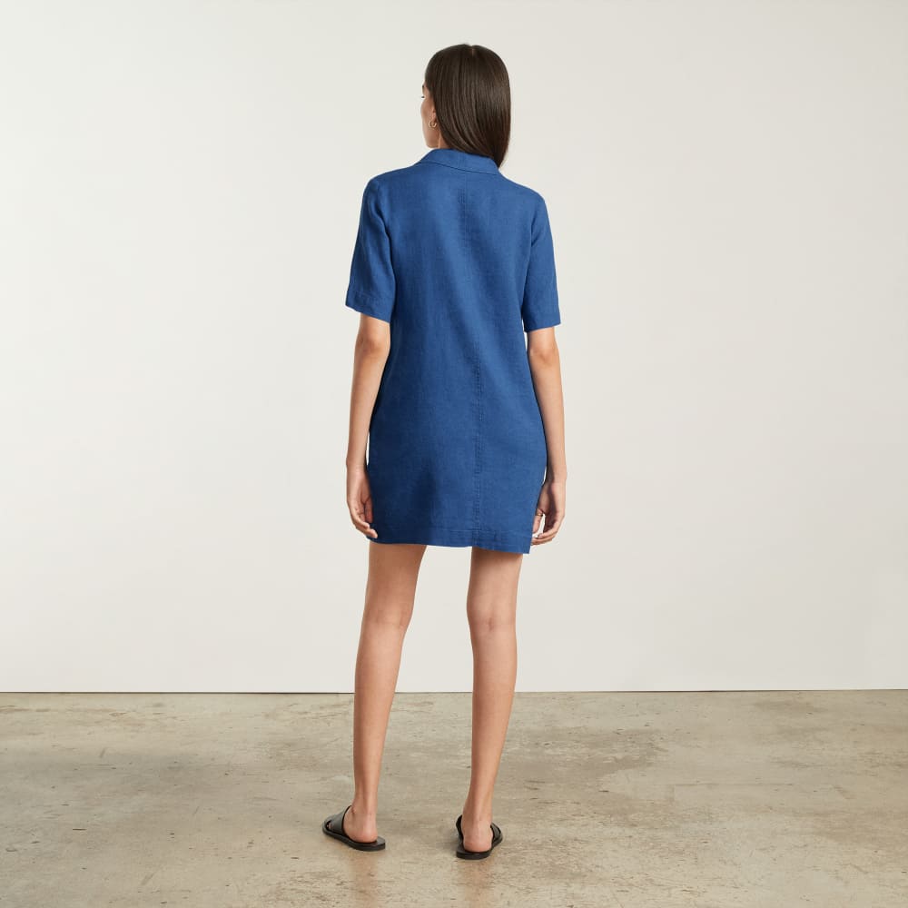 The Linen Workwear Dress | Deep Blue