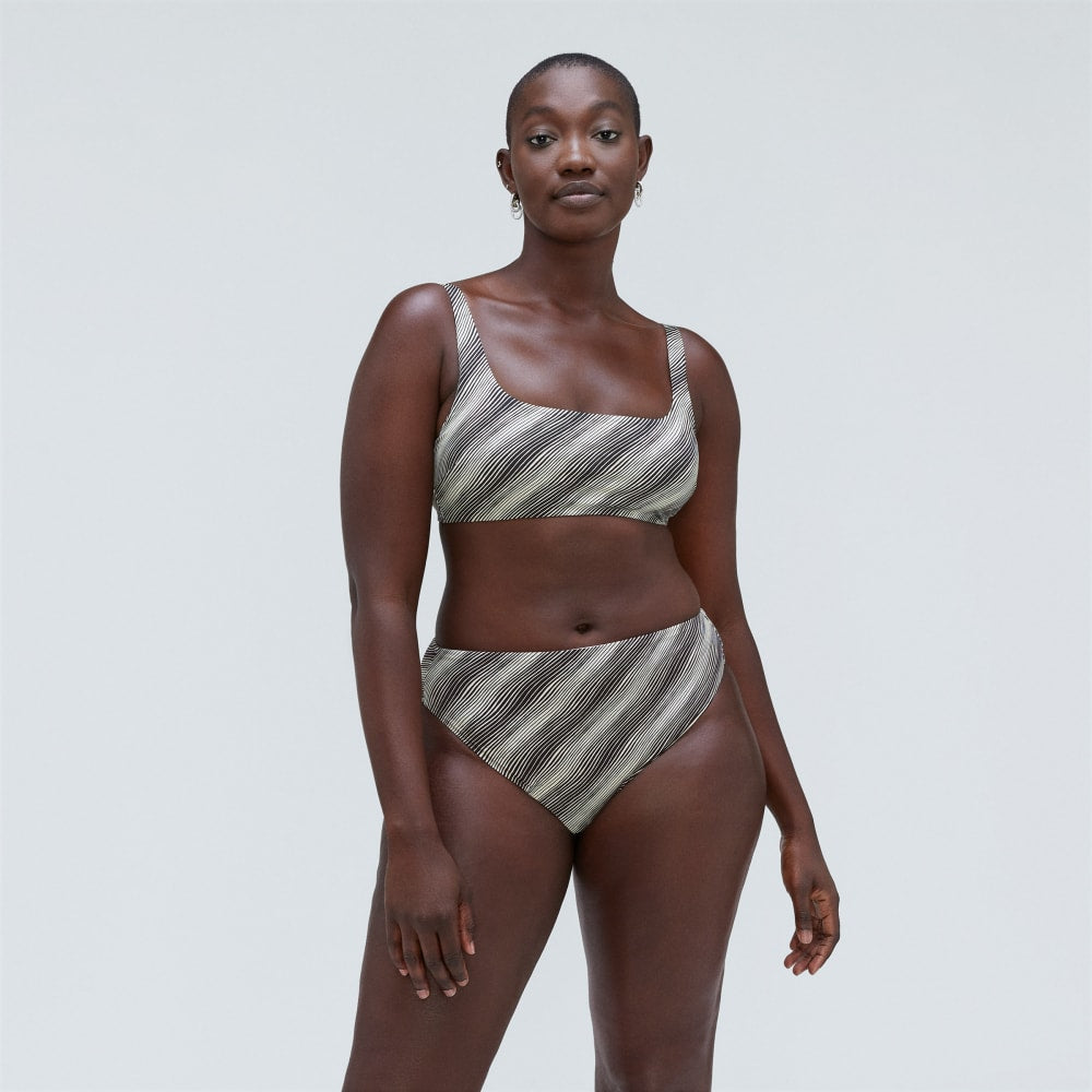 The High-Rise Cheeky Bikini Bottom |  Black / Canvas