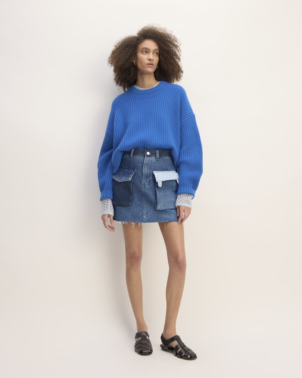 The Everlane x Marques' Almeida Denim Patchwork Mini Skirt | Diamond Blue