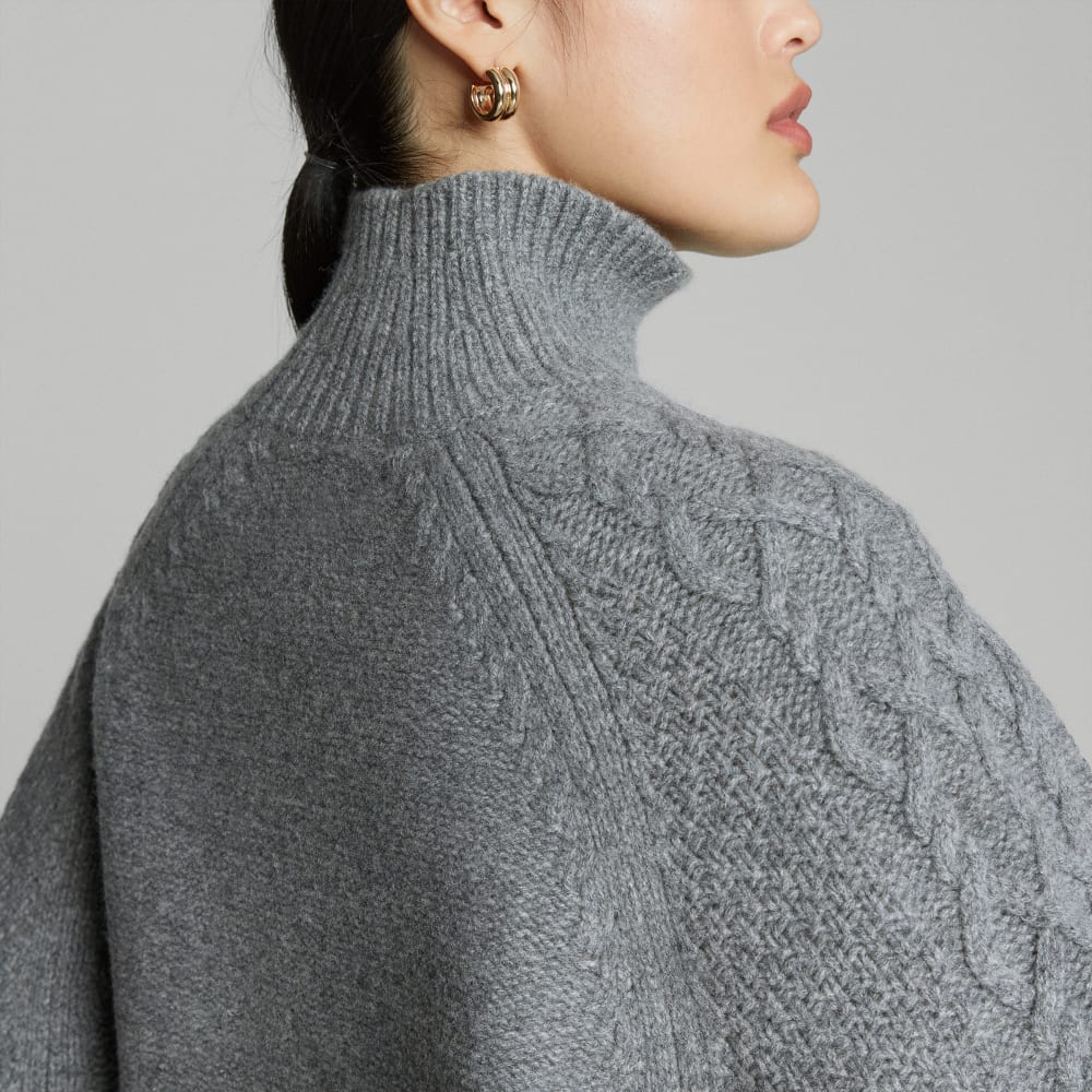 The Felted Merino Cable Sweater | Heathered Mid-Grey