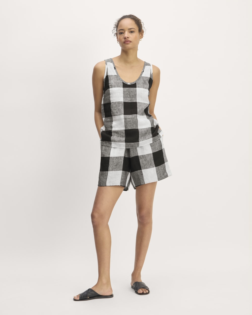The Scoop Tank in Linen | Bone / Black Check