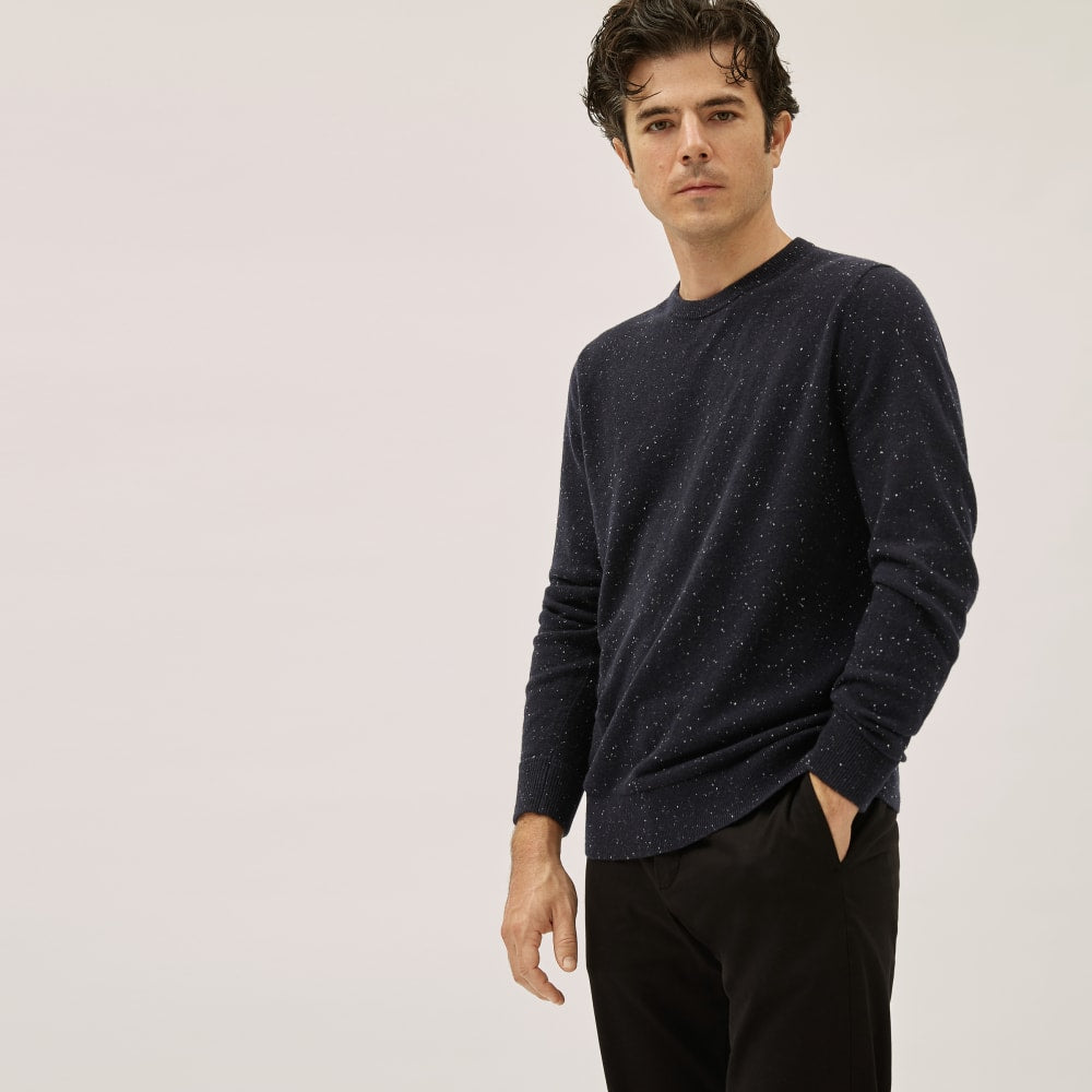 The Grade-A Cashmere Crew | Dark Navy Donegal