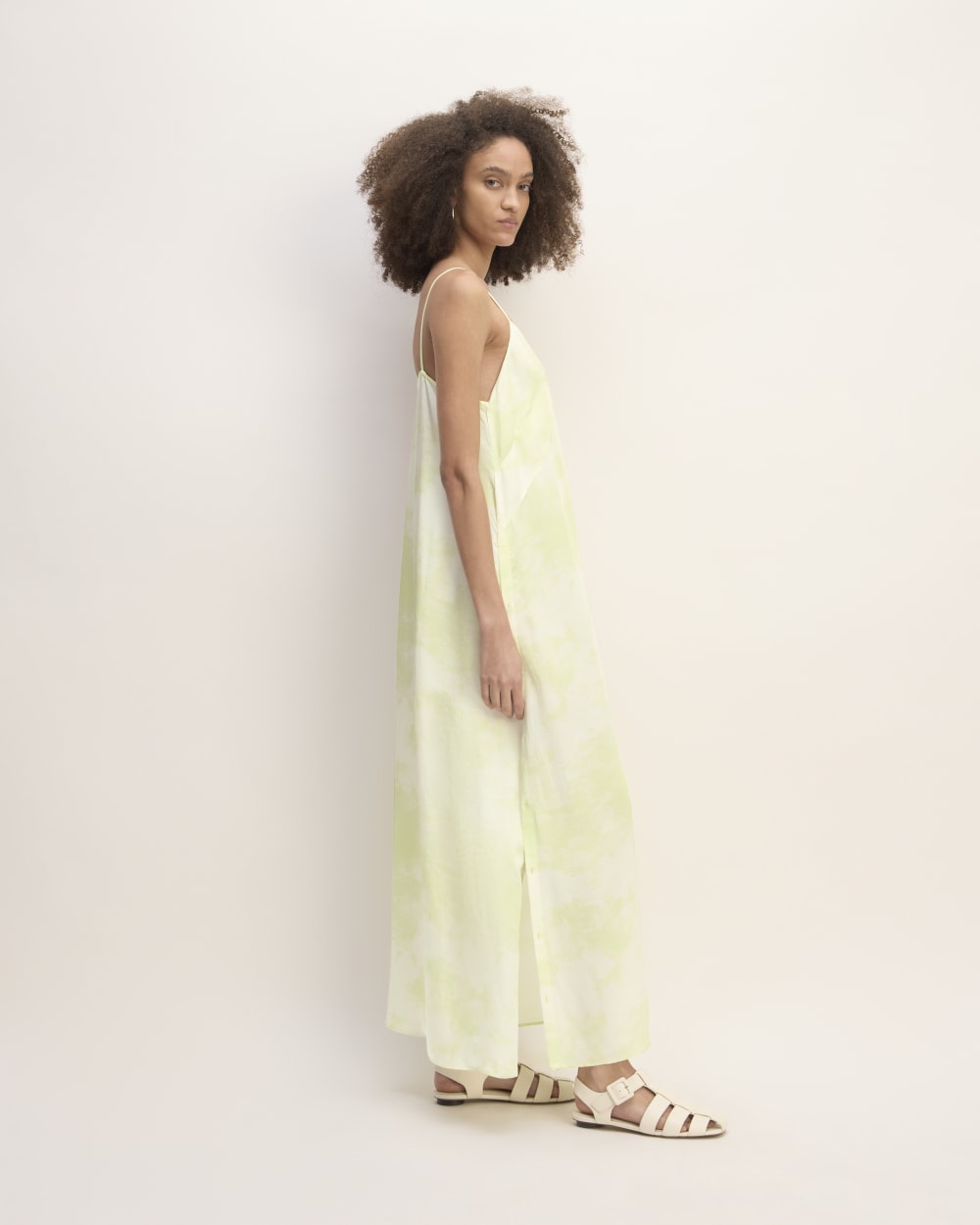 The Everlane x Marques' Almeida Satin Tie-Dye Dress | Seafoam Tie-Dye