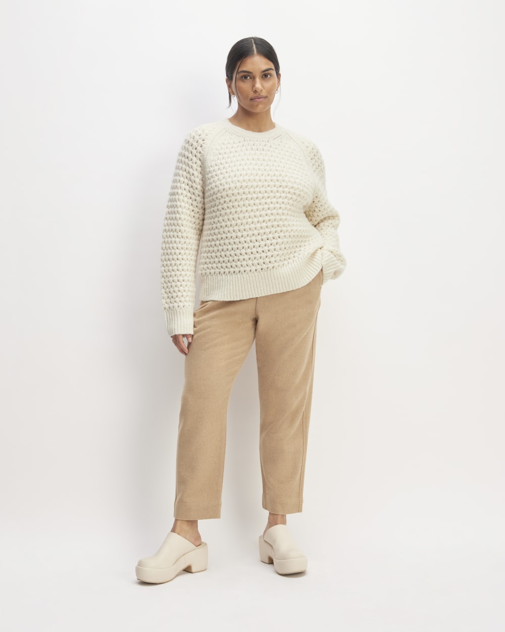The Cloud Oversized Textured Crew | Bone