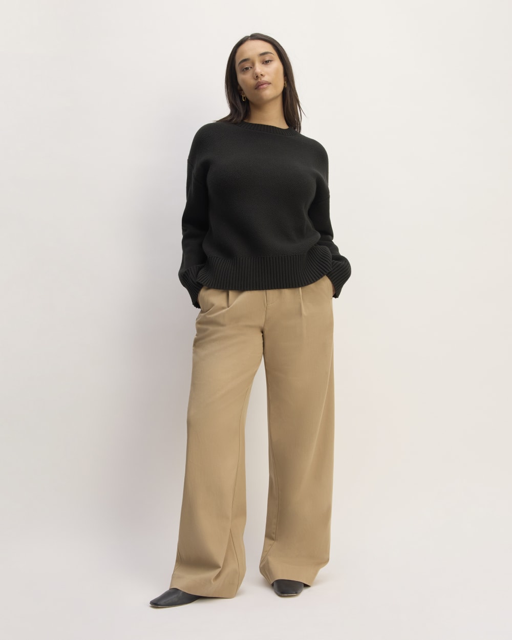 The Cotton Honeycomb Square Crew | Black