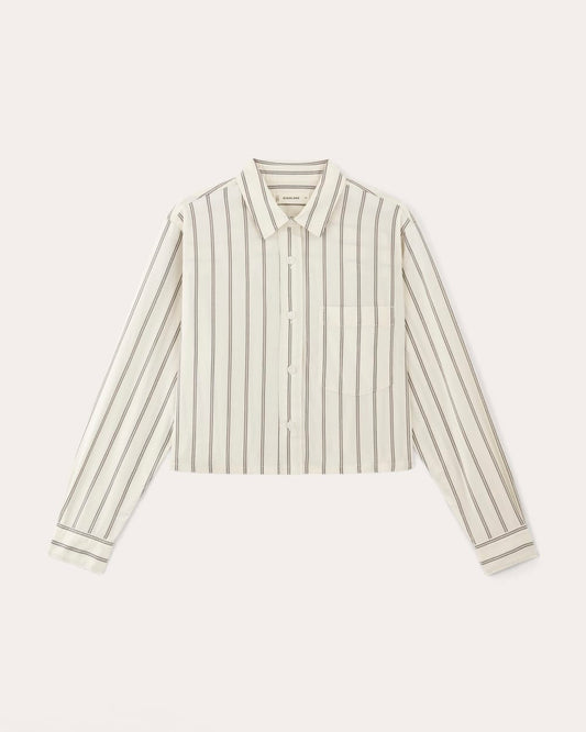 The Way-Short Shirt in Silky Cotton | Bone / Black