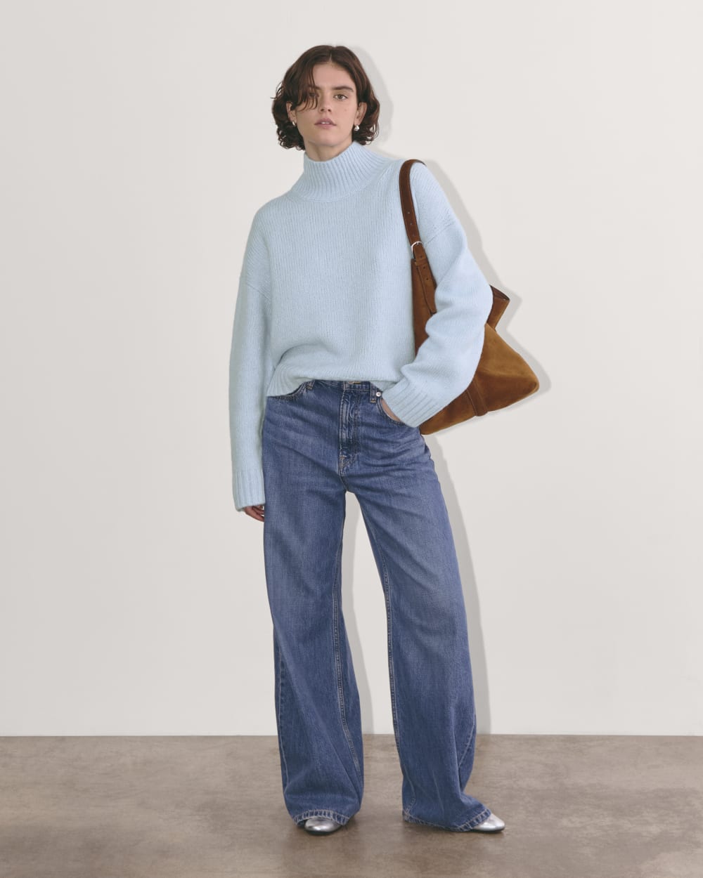 The Cloud Oversized Turtleneck | Chambray Blue