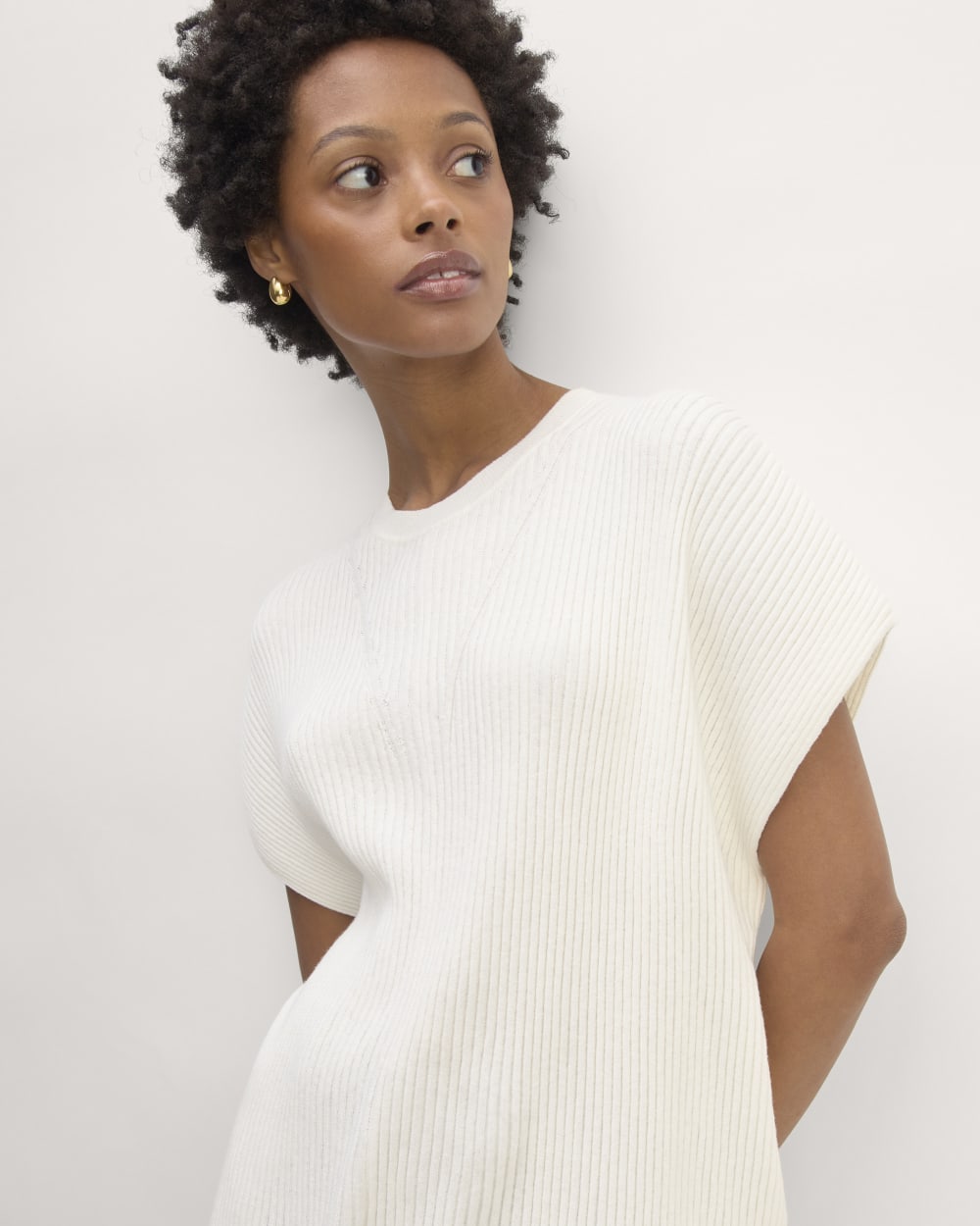 The Cotton Knit Caftan Top | Bone