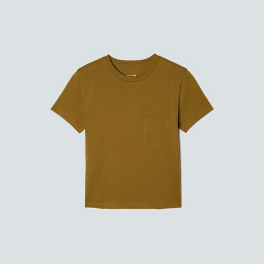The Box-Cut Tee in Essential Cotton | Tapenade | Pocket
