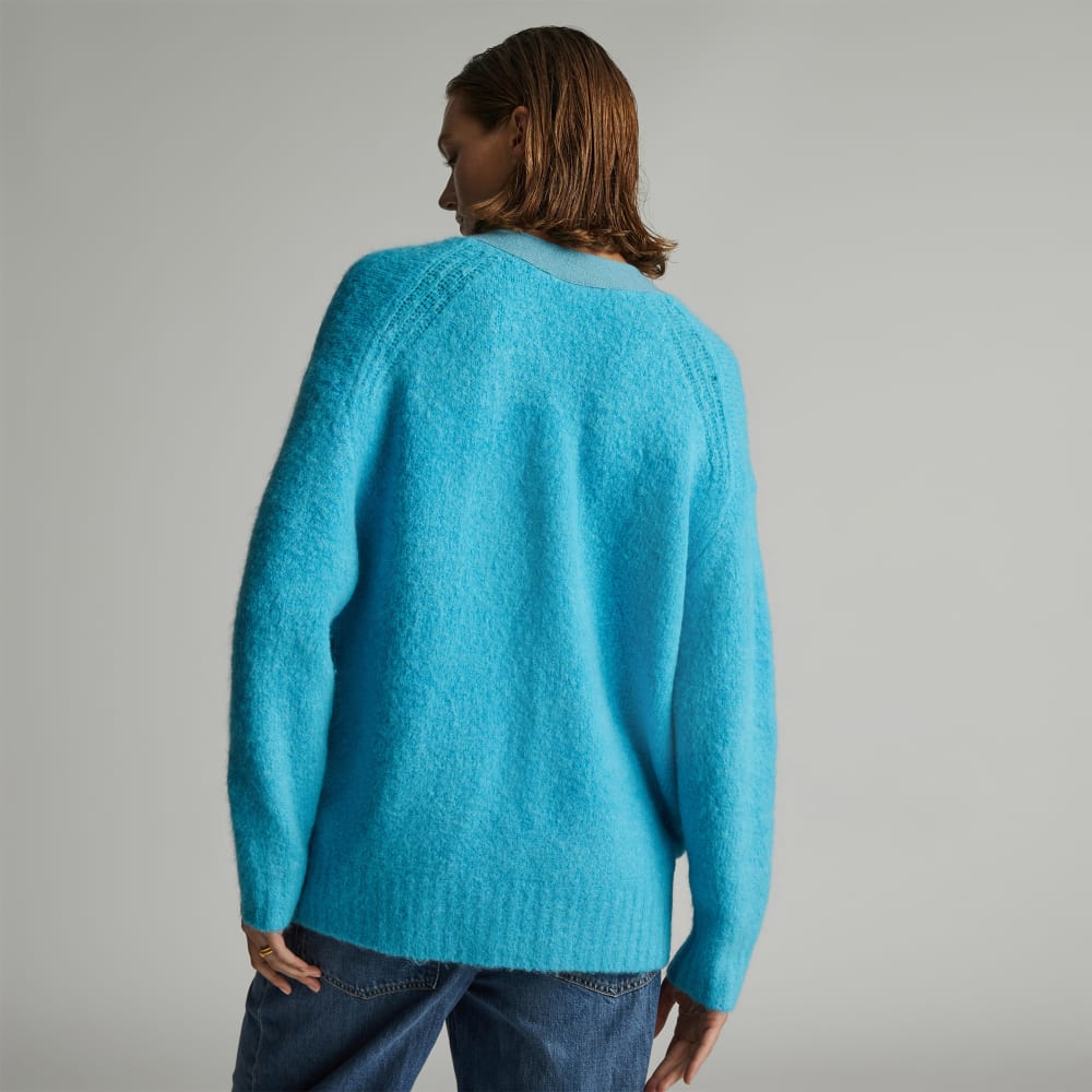 The SuperFuzz Alpaca Oversized Cardigan | Blue Atoll
