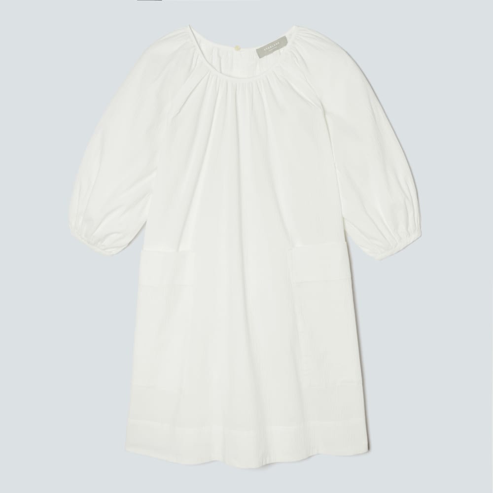 The Seersucker Puff Sleeve Dress | White