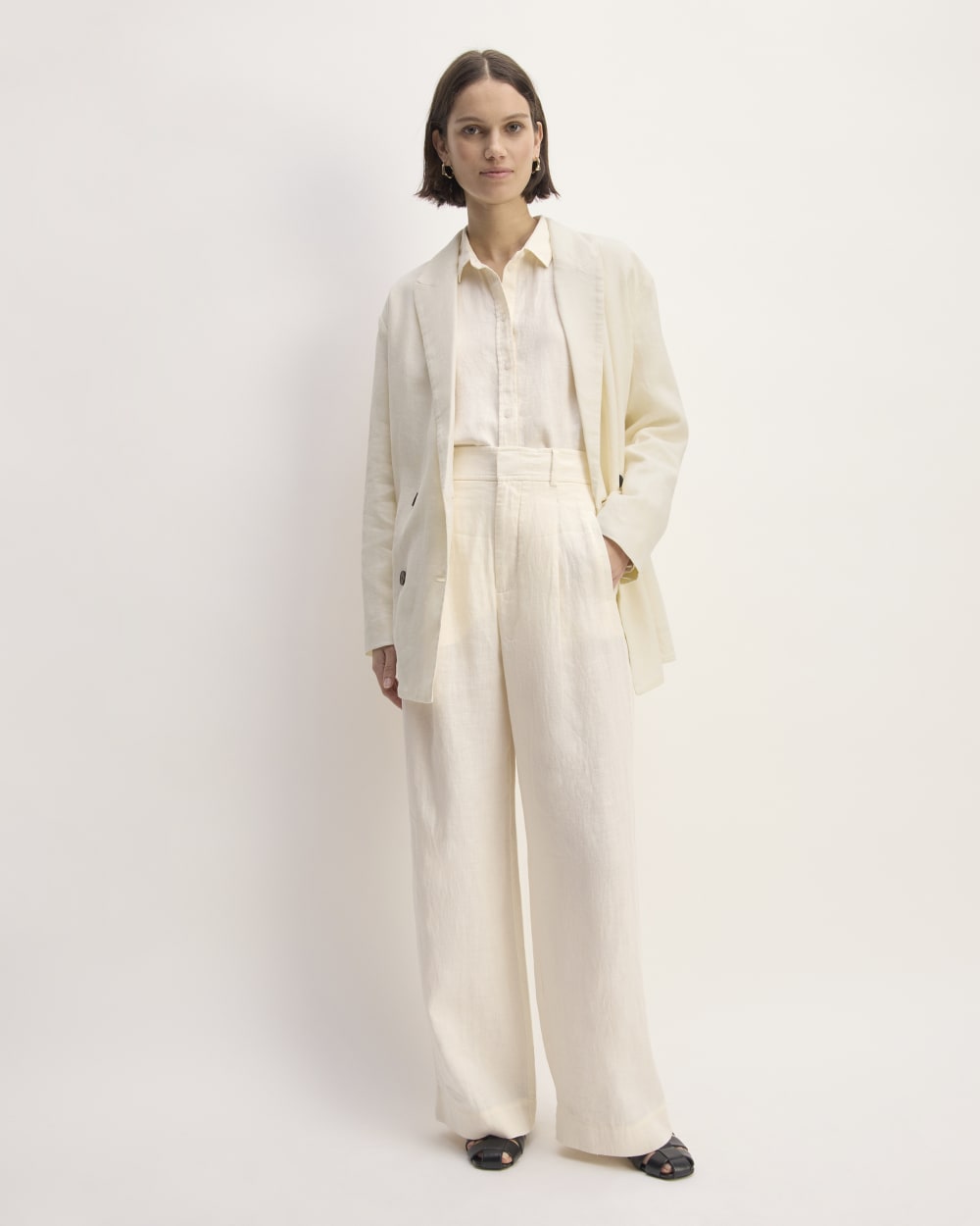 The Linen Double Breasted Blazer | Bone