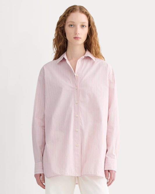 The Boyfriend Shirt in Ultrasoft Cotton | Pink / White