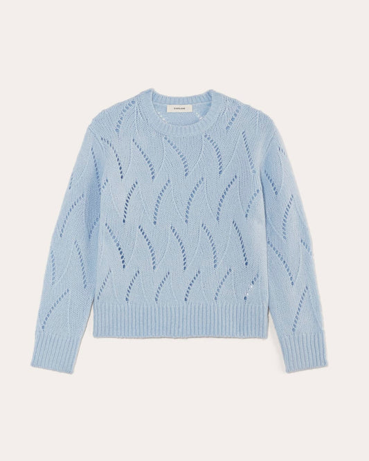 The Pointelle Sweater in Cloud | Chambray Blue