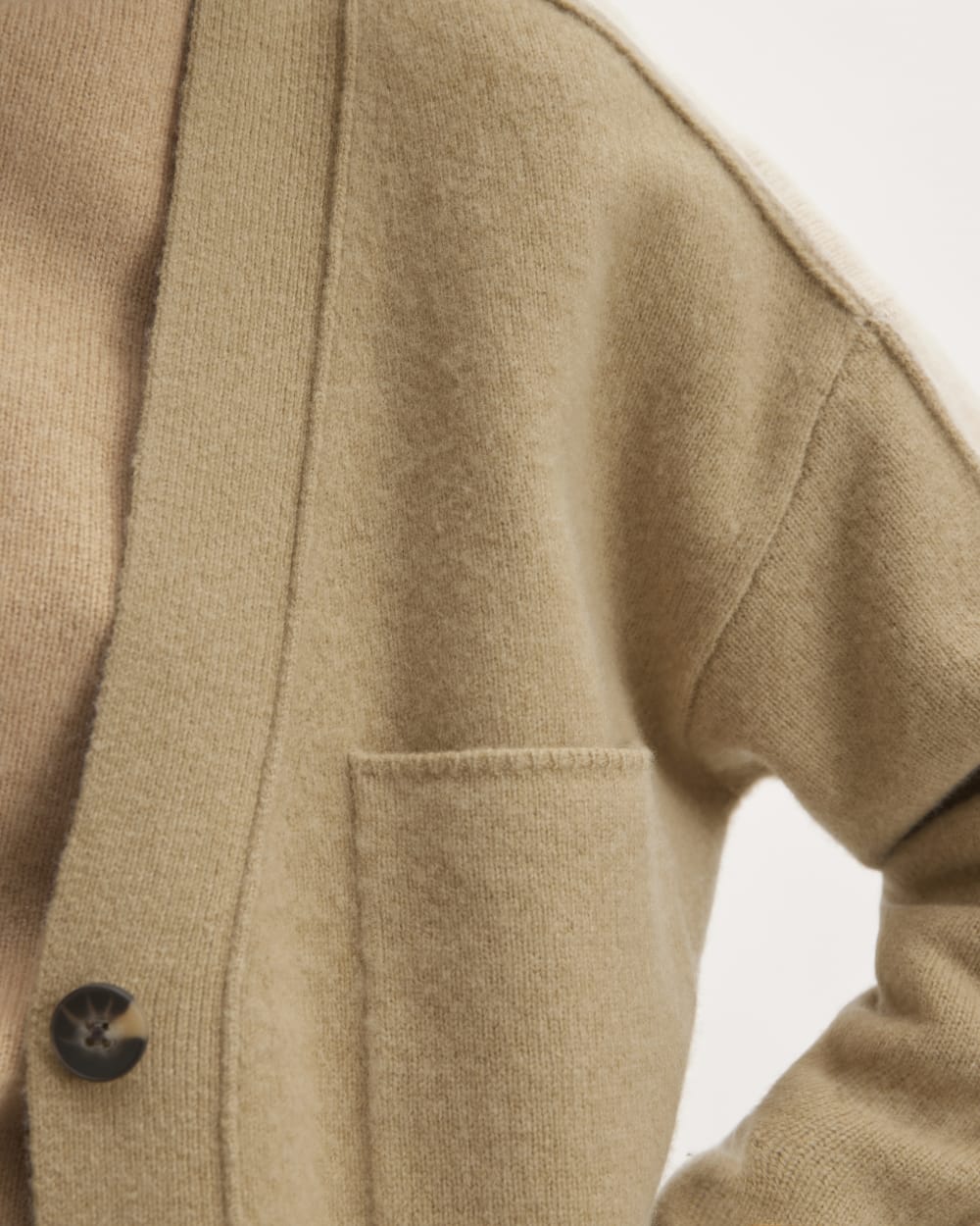 The Good Merino Wool Cardigan | Light Camel / Dark Oat