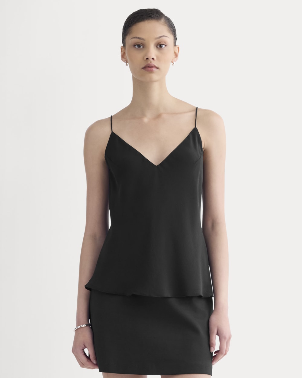 The Tie Back Cami in Washable Silk | Black