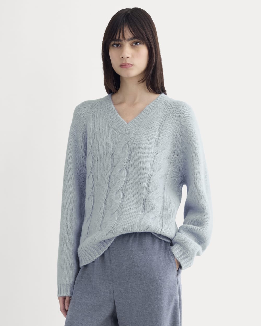 Cloud Cable V-Neck Sweater | Forever Blue