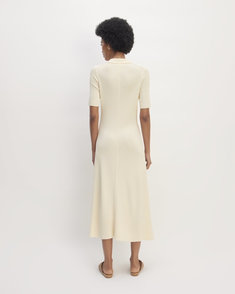 The Viscose Knit Polo Midi Dress | Beige
