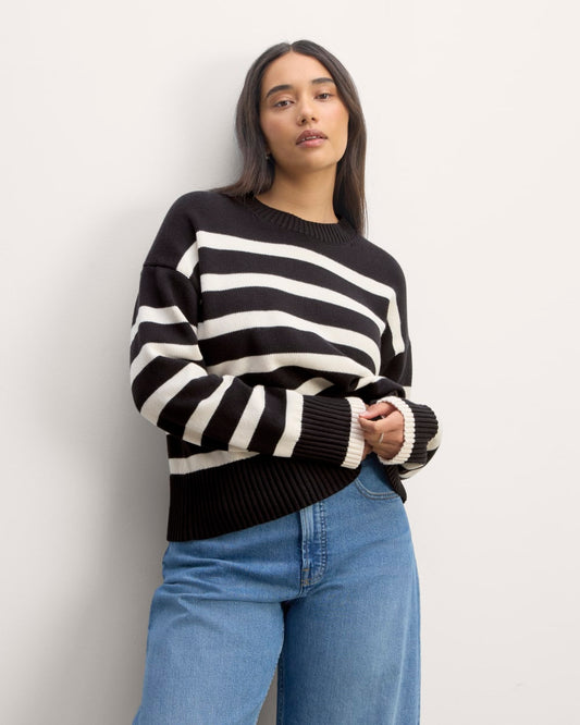 The Boxy Sweater in Everyday Cotton | Black / Canvas