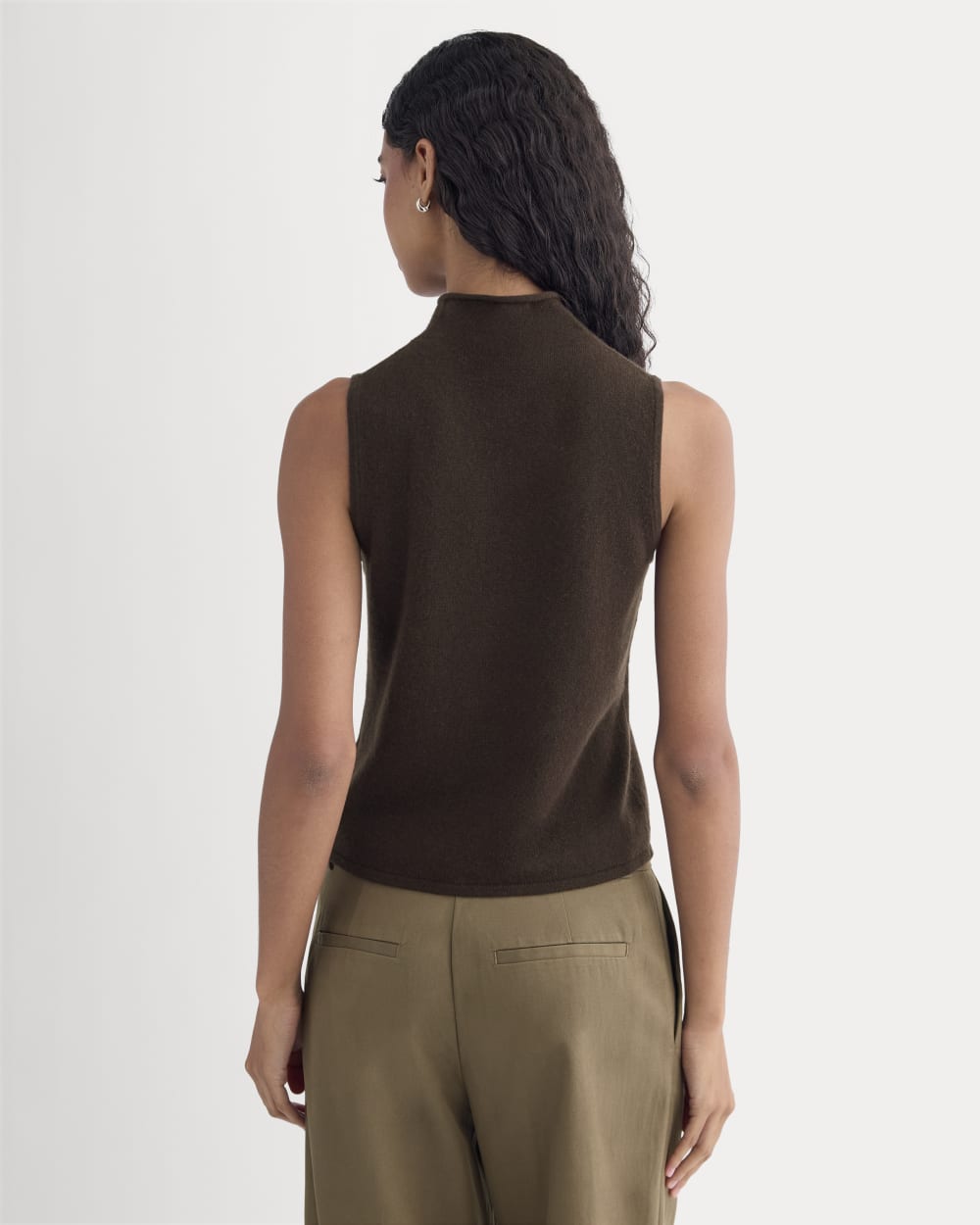 Cashmere Funnel-Neck Tank | Dark Chocolate