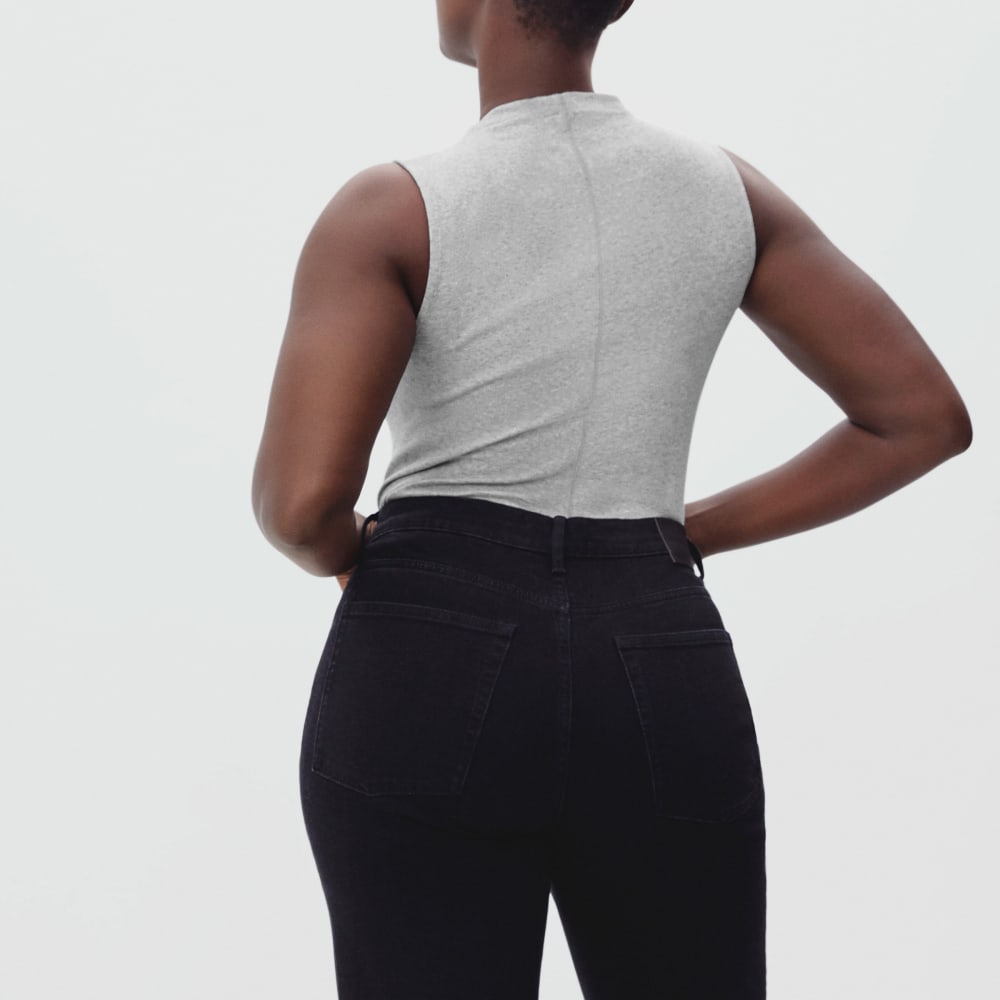 The Pima Micro-Rib Funnel-Neck Tank |  Heathered Grey