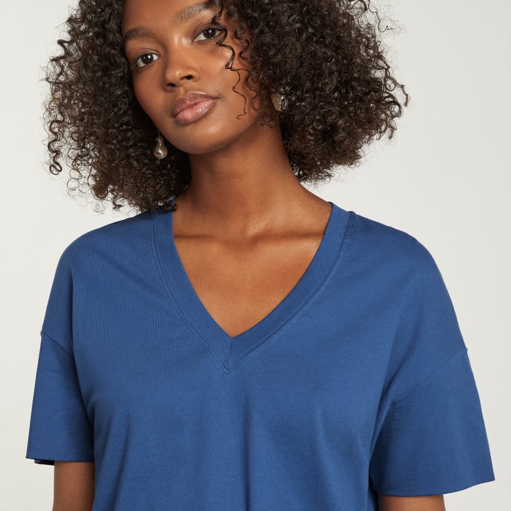 The Organic Cotton Slouchy V-Neck | Deep Blue