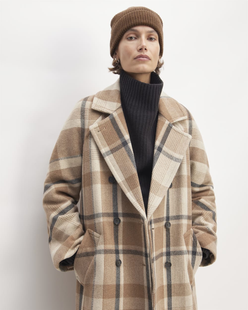 The Cashmere Fine Rib Beanie | Heather Cocoa