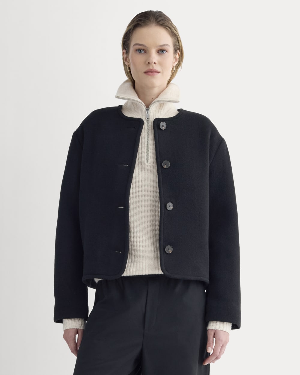 The Cocoon Coat in Wool | Black