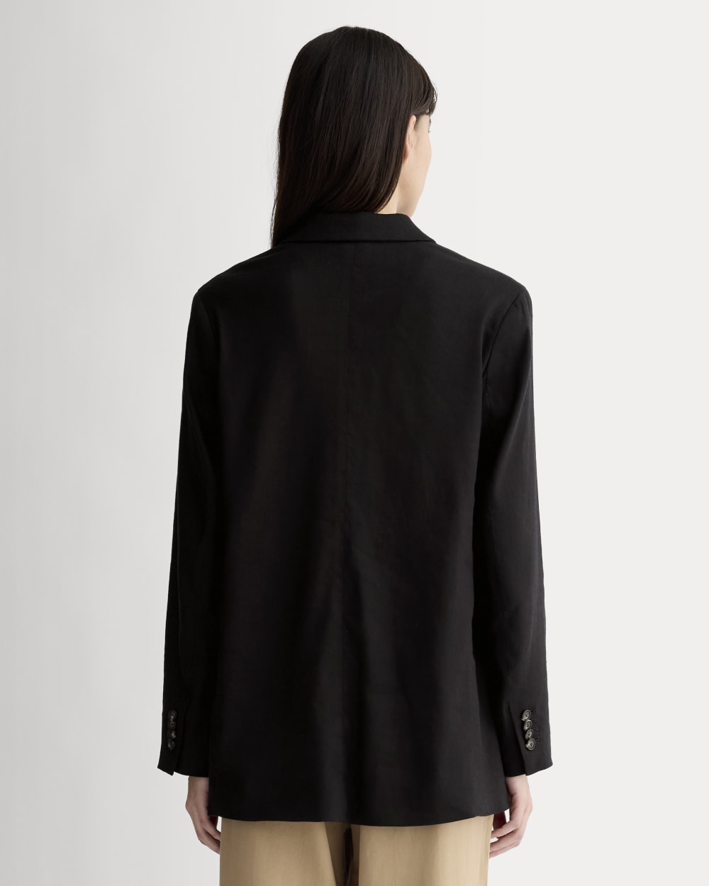 The Oversized Blazer in Stretch Linen | Black