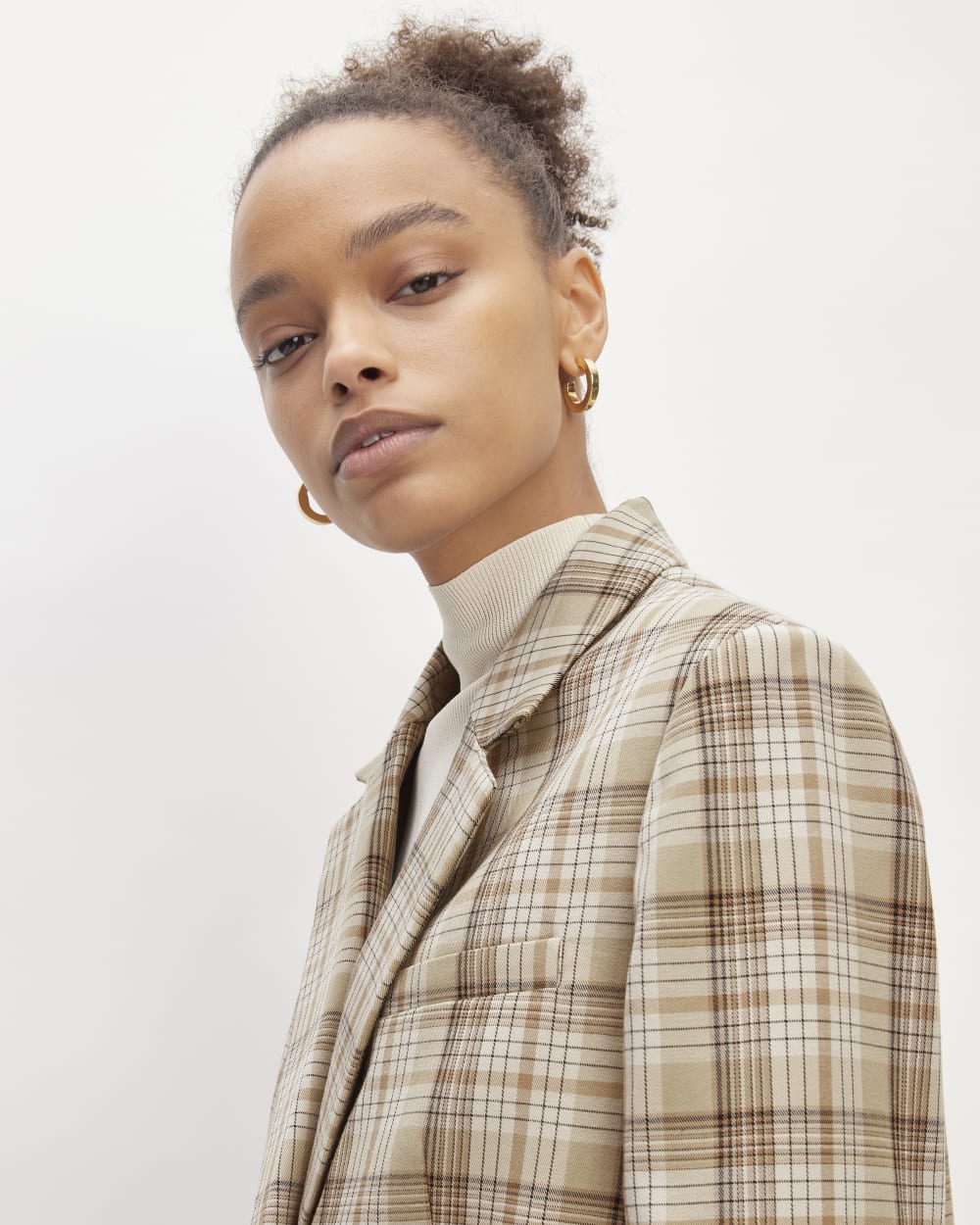 The Oversized Blazer in Buttersmooth | Pale Khaki Plaid