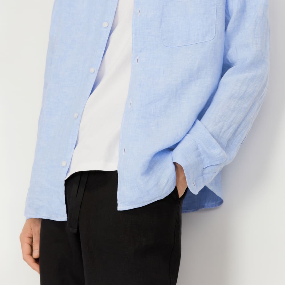 The Relaxed Linen Long-Sleeve Shirt | Light Blue
