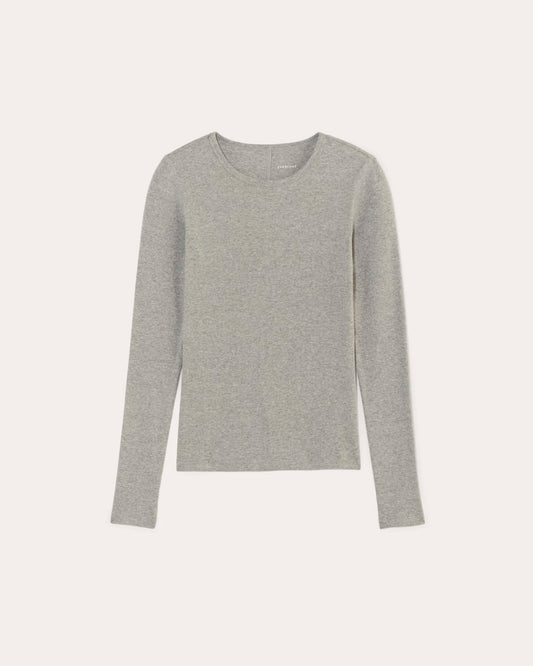 The Luxe Rib Long-Sleeve Crew | Washed Heathered Grey