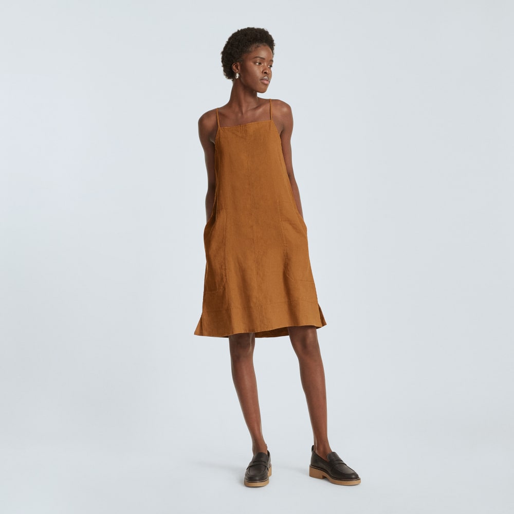 The Linen Apron Dress | Tawny Brown