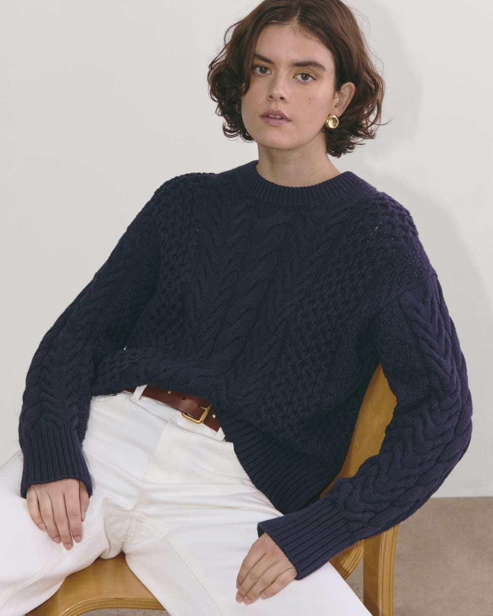 The Cable Sweater in Everyday Cotton | Navy