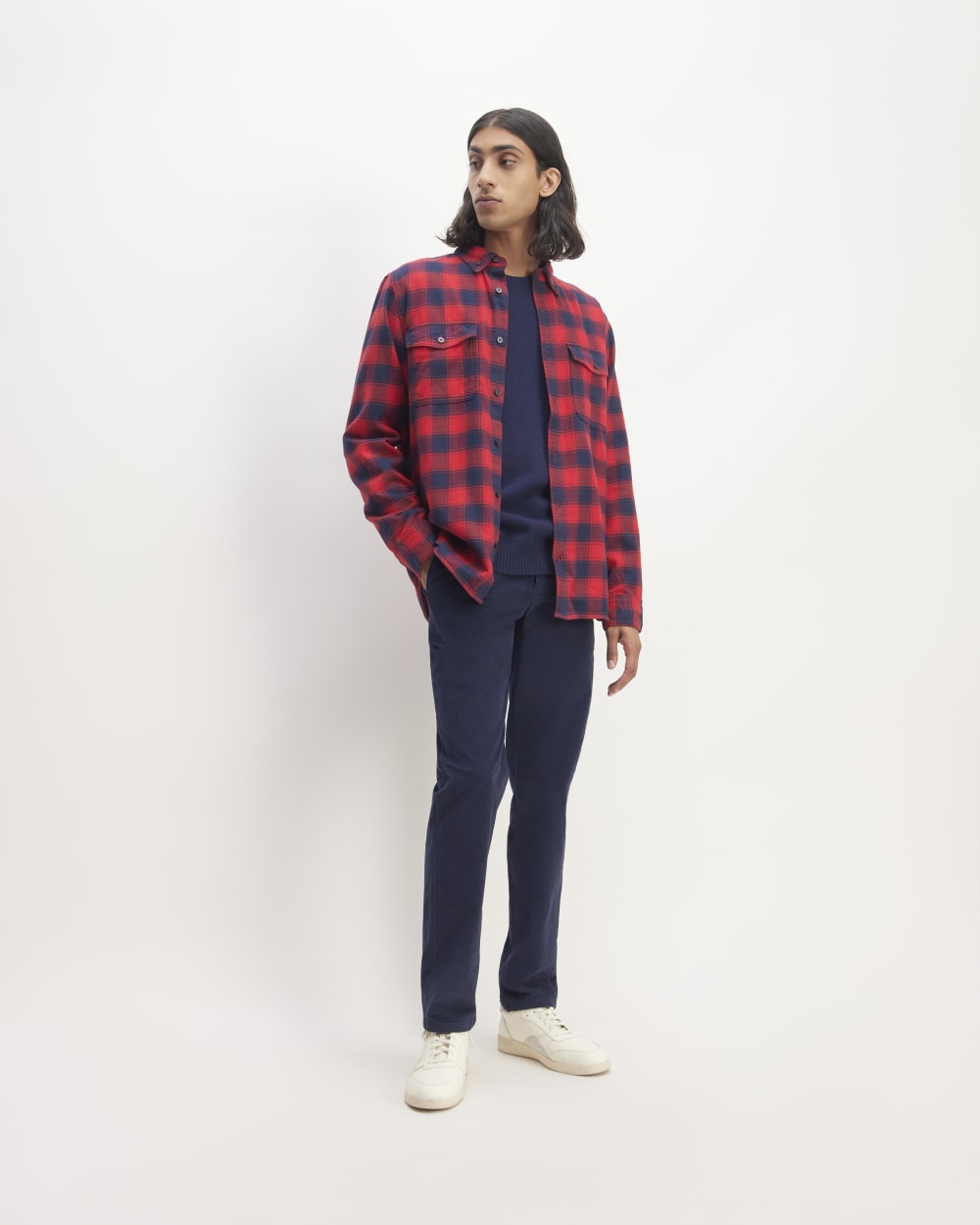 The Brushed Flannel Shirt | Haute Red / Bellwether Blue