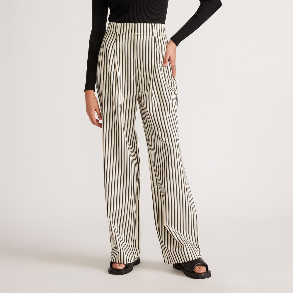 The Draper Pleated Pant in Buttersmooth | Ombre Stripe | 32 Inseam
