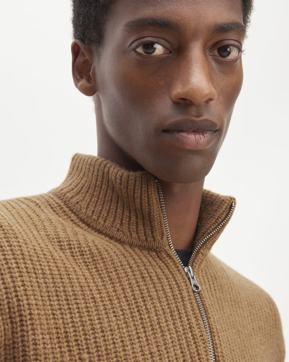 The Felted Merino Half-Zip Sweater | Deep Camel