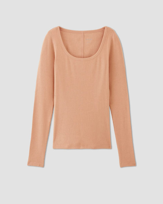 The Luxe Rib Long-Sleeve Scoop-Neck Tee | Blush Pink