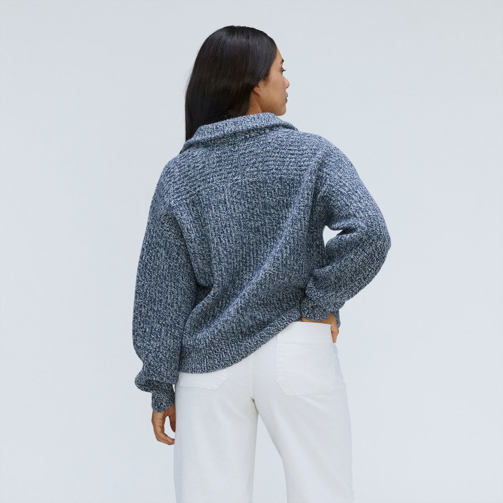 The Half-Zip Sweater in Luxe Merino | Dark Mallard / Oat Twist