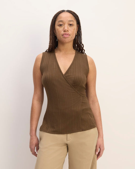 The Rib Wrap Top | Cocoa