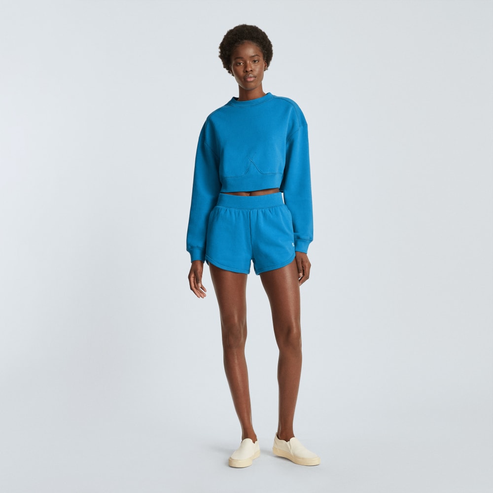 The Organic Cotton Cropped Crew | Horizon Blue