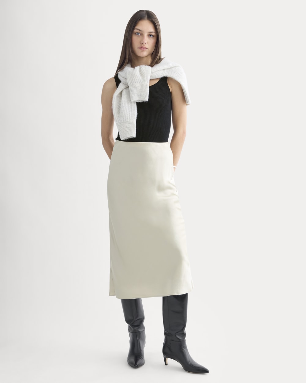 Slip Skirt in Silk Charmeuse | Peyote