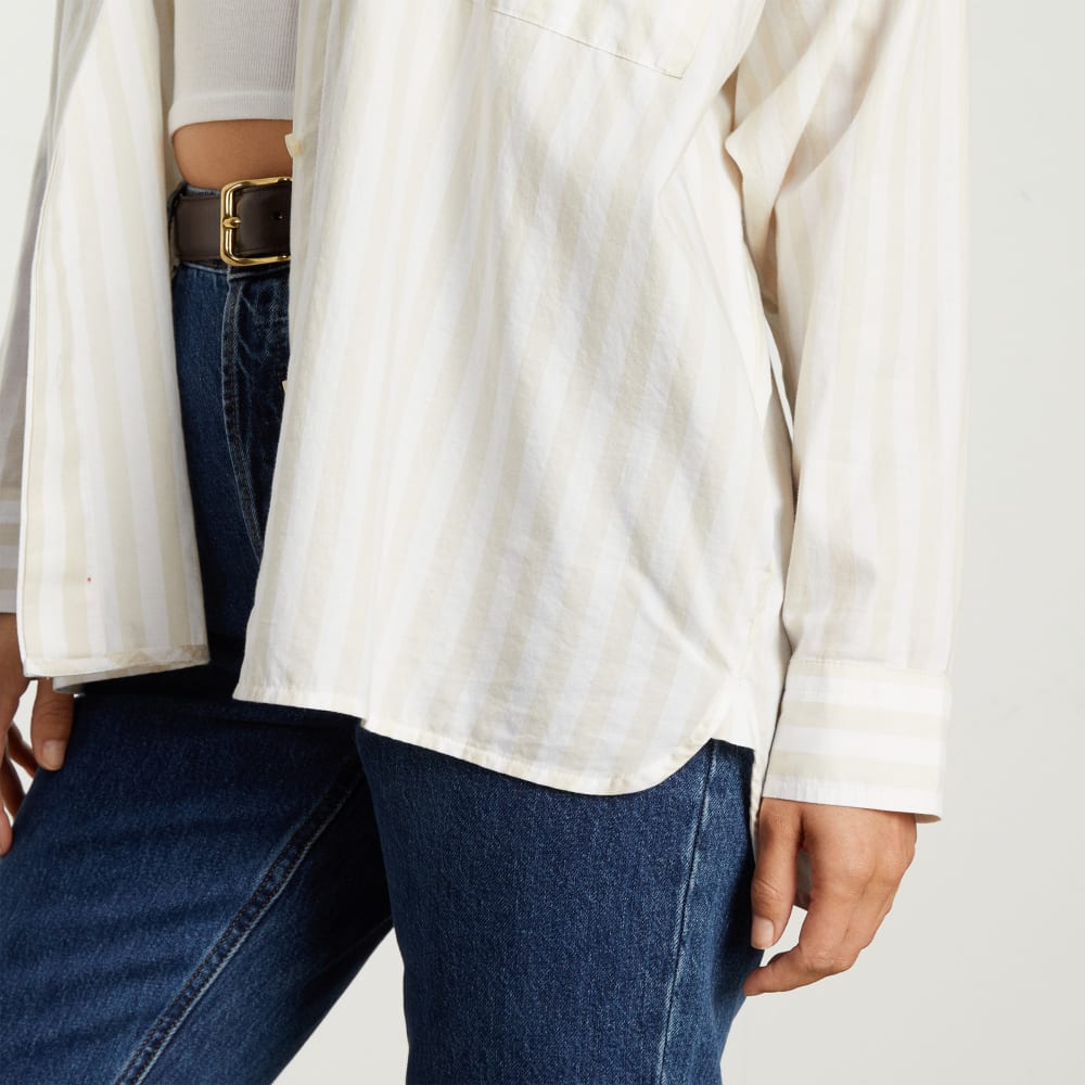 The Oversized Silky Cotton Shirt | Sand / White