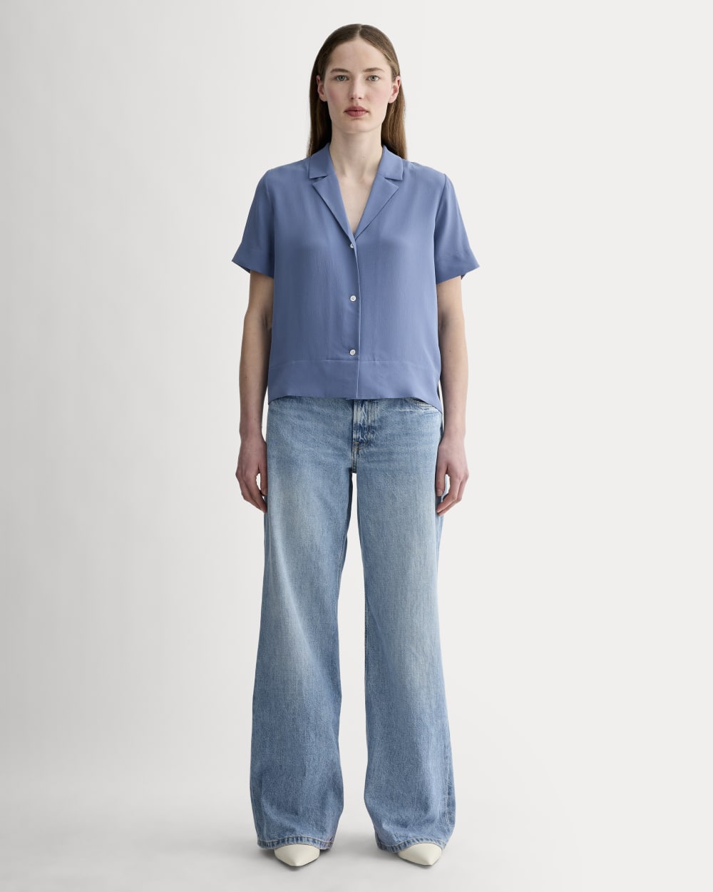The Notch Shirt in Washable Silk | French Blue