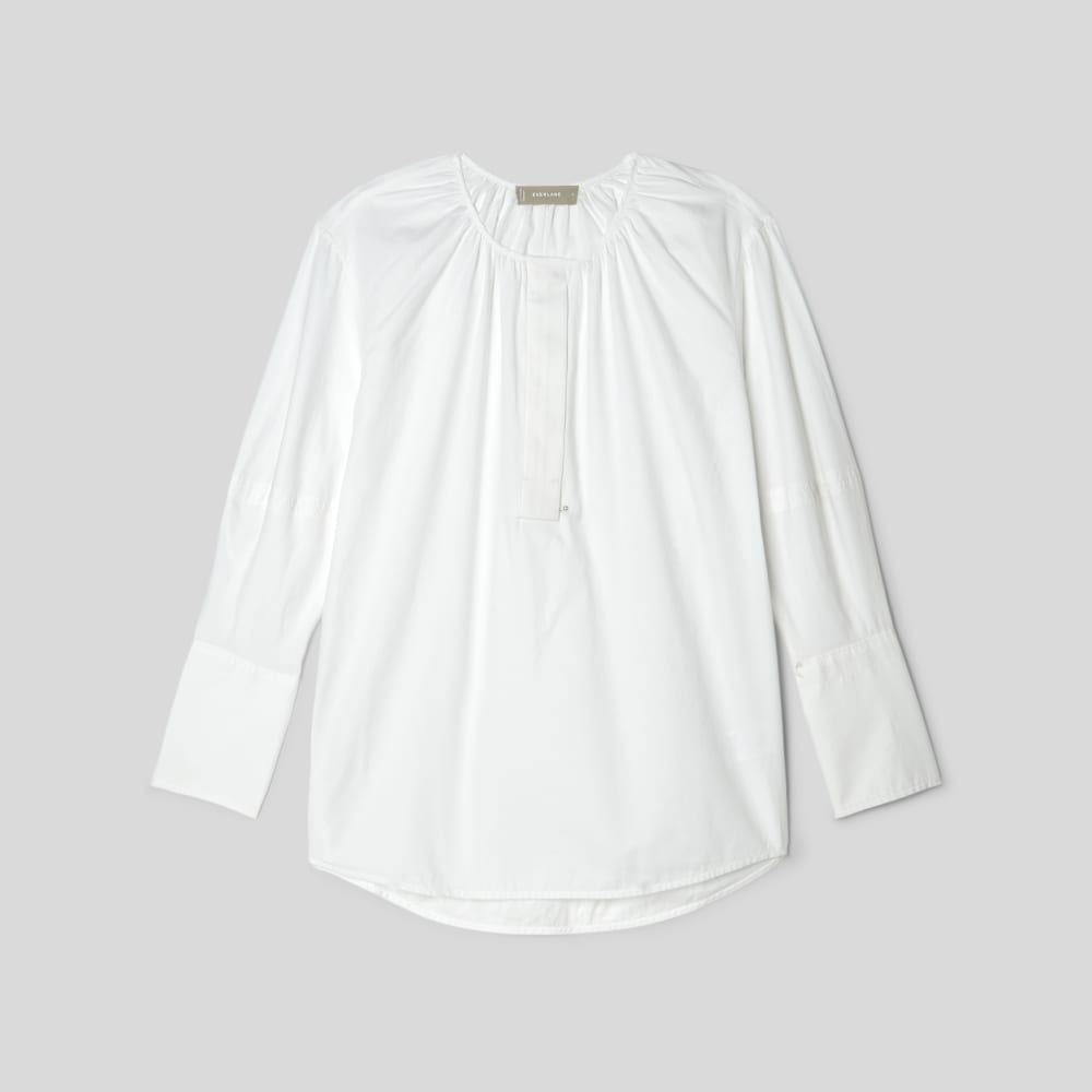 The Silky Cotton Balloon Sleeve Top | White