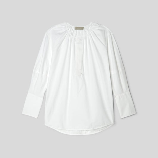 The Silky Cotton Balloon Sleeve Top | White