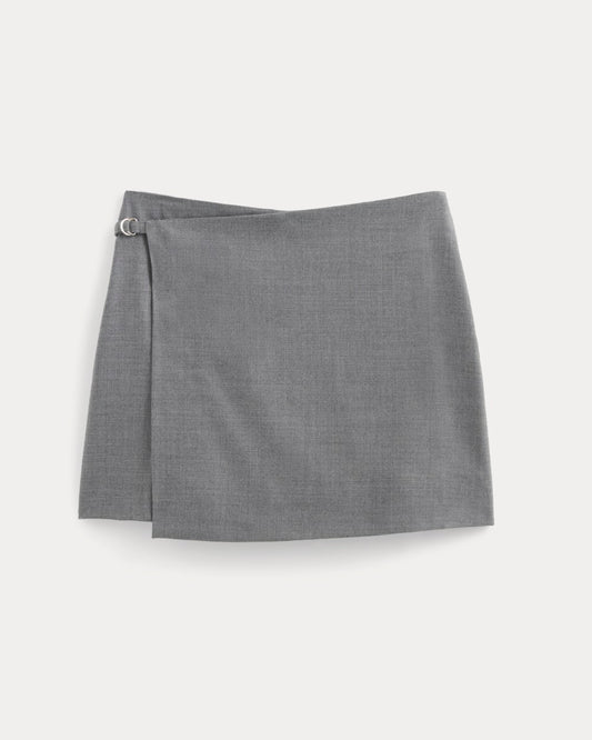 Wrap Mini Skort in Tailor Twill | Heather Graphite