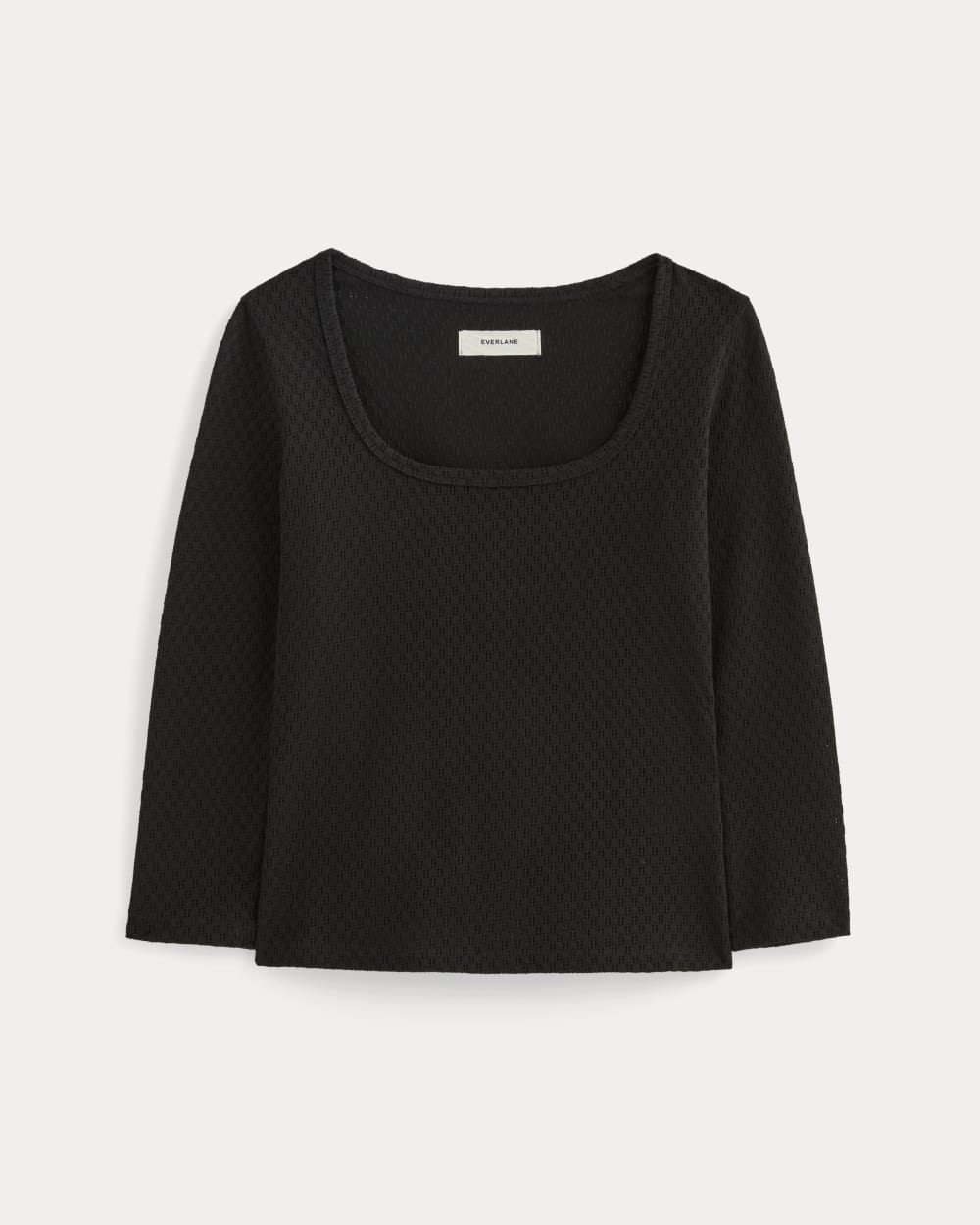 The Pointelle Scoop-Neck Top | Black