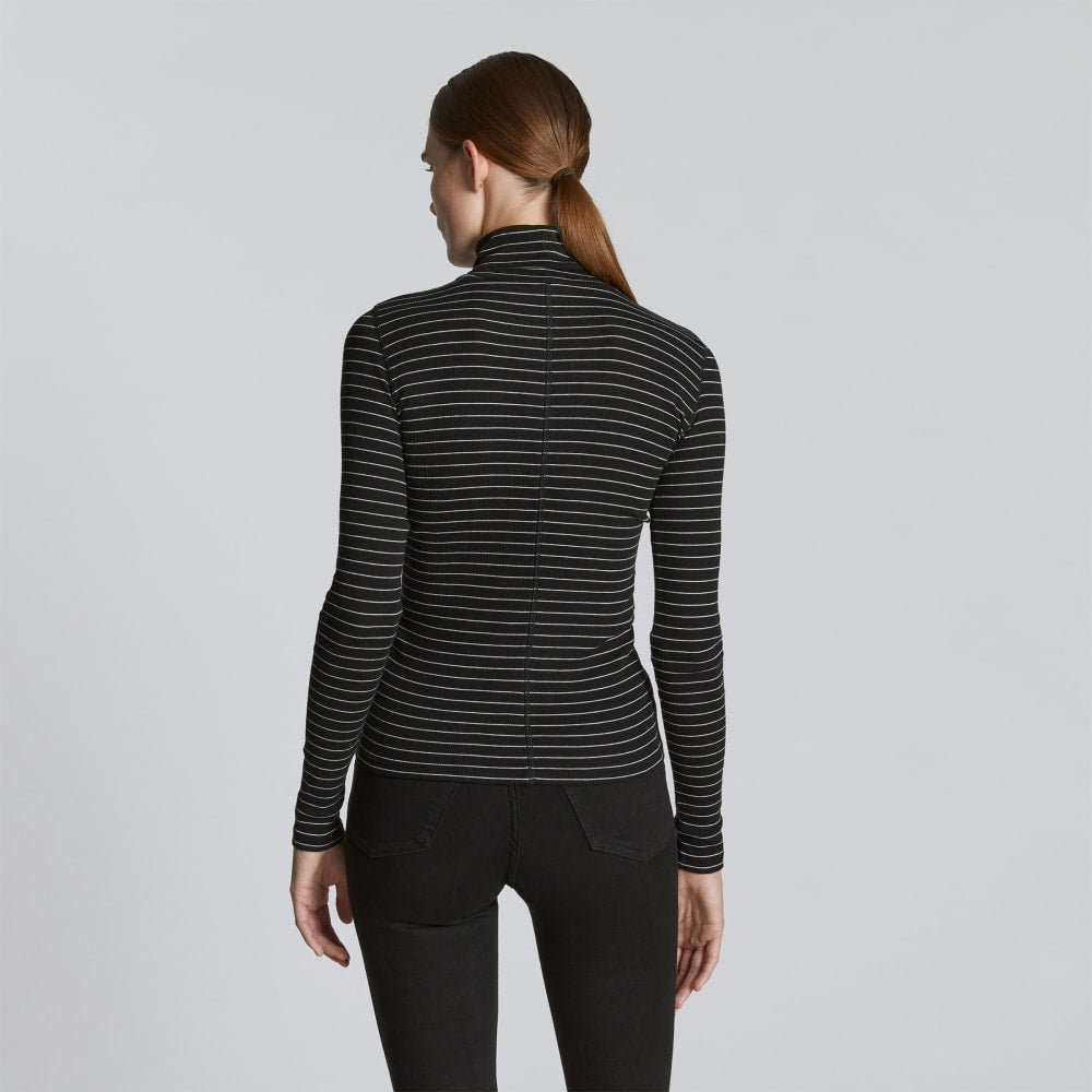 The Luxe Rib Turtleneck | Black / Canvas Tan