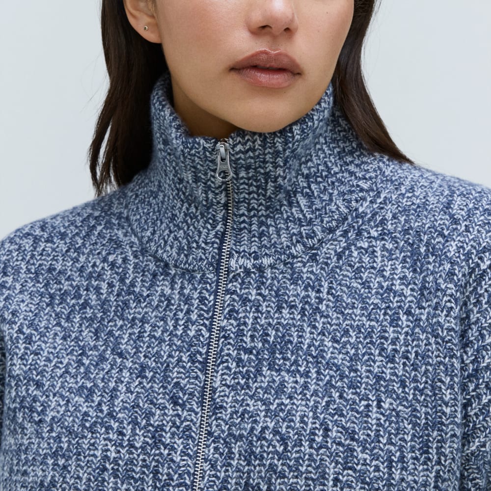 The Half-Zip Sweater in Luxe Merino | Dark Mallard / Oat Twist